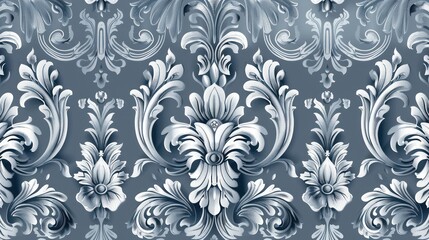 Seamless intricately detailed floral patterns in elegant shades of blue.