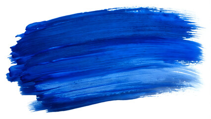 Blue paint brush stroke isolated on white background. Acrylic paint smear.