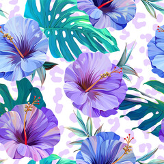 Tropical pattern. Paradise plants and flowers. Hawaiian pattern. Exotic, tropics