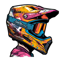 Naklejka premium motorcycle helmet, sticker on isolated white background png