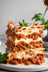 lasagna with tomato and basil