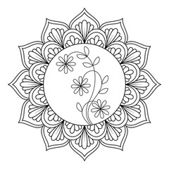 Radiant seamless pattern mandala design coloring book page