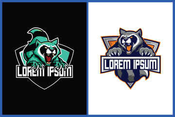 amazing and badass icon or animal mascot wildlife raccoon cartoon character vector shield badge logo template collection © infernal  kiss