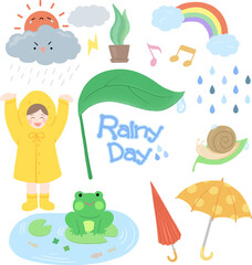 Rainy season clip art illustration set