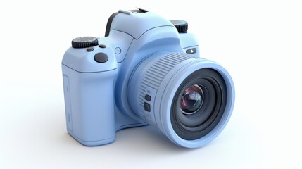 Photo camera, 3D-style icon isolated on a light background.