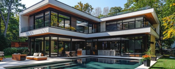 Obraz premium Modernist villa with clean lines.