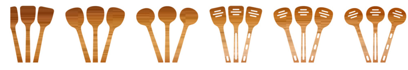 Wooden cooking spoon set.