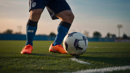soccer player kicking ball