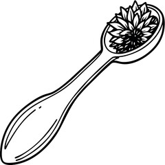 On a spoon, black caraway seeds