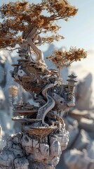 Obraz premium A mystical tree with a home built into it