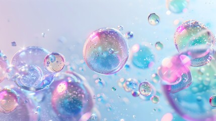 Enchanting Iridescent Soap Bubbles Floating in Whimsical Kaleidoscope of Colors and Lights