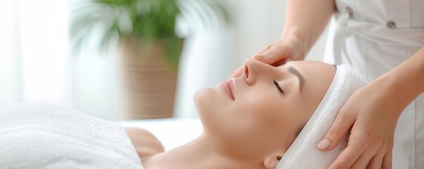 Fototapeta premium A person receiving a facial treatment at a spa, representing self-care