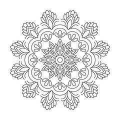 Kids flower shape mandala design coloring book page