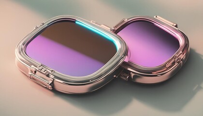 3D rendering abstract blue-white round fractal, portal. Monocrome round mirror 