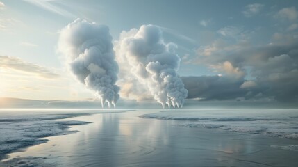 The sky is cloudy and the water is calm