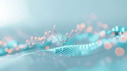 A blue background with a bunch of lines and dots