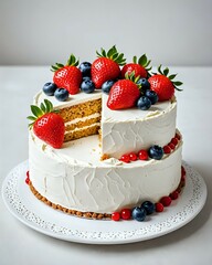 piece of cake with berries
