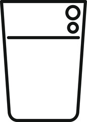 Simple black and white icon of a modern electric dishwasher showing the control panel