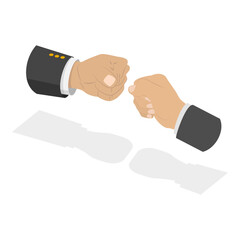 3D Isometric Flat Vector Illustration of Fists Bump Punch, Partnership and Teamwork. Item 1