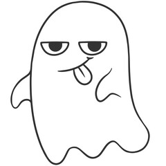 black outline ghost cartoon illustration