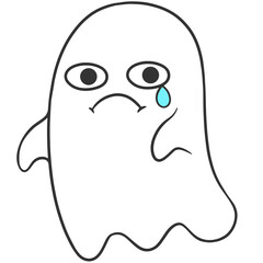 sad expression face ghost cartoon illustration