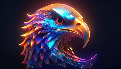 Fototapeta premium Eagle images, eagle icon, the eagle logo, golden glowing eagle images, glowing eagle, and black background.