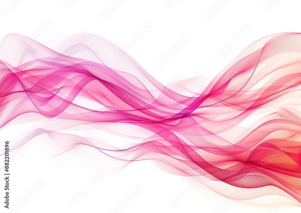 Poster abstract background with pink and red wavy lines on white background