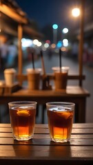 glass of beer at night