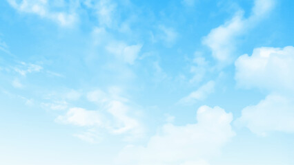 Background with clouds on blue sky. Vector background. Beautiful view of blue sky with clouds. Beautiful shapes, partly cloudy. Colorful sunset. Natural sky background texture, beautiful color.