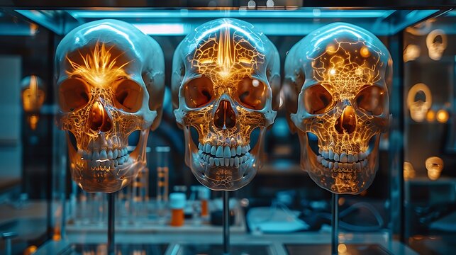 American scientists analyzing skull anatomy using xray technology research projects
