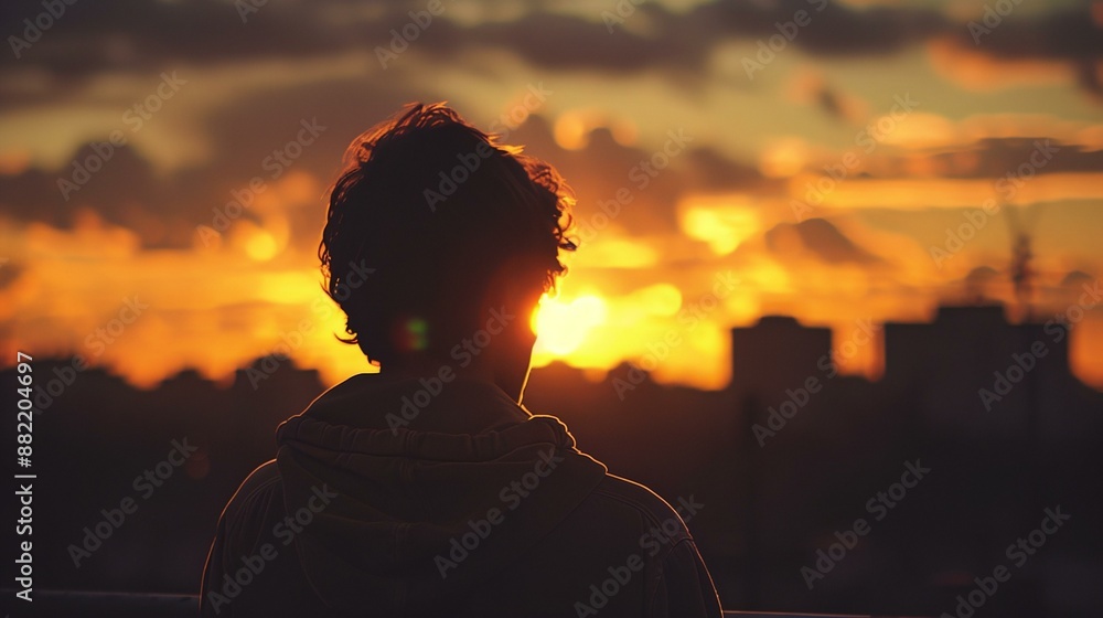 Canvas Prints a person standing in front of a sunset