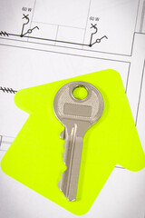 Diagram of electric installation, shape of house and key. Planning build or buy of home
