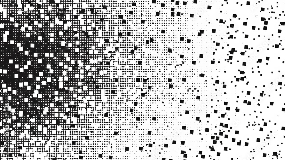 Poster modern stylish halftone technology seamless texture. tech abstract background with random size pixel