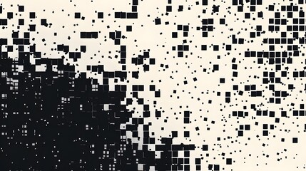 Modern Stylish Halftone Technology Seamless Texture. Tech Abstract Background with Random Size Pixels. Vector Chaotic Squares Mosaic Pattern. Vector Tiles.