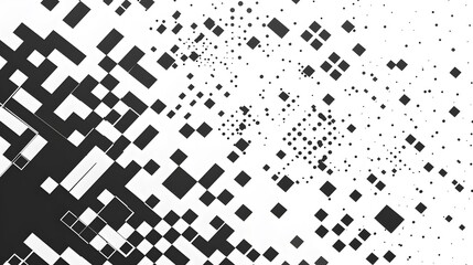 Modern Stylish Halftone Technology Seamless Texture. Tech Abstract Background with Random Size Pixels. Vector Chaotic Squares Mosaic Pattern. Vector Tiles.