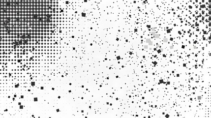 Modern Stylish Halftone Technology Seamless Texture. Tech Abstract Background with Random Size Pixels. Vector Chaotic Squares Mosaic Pattern. Vector Tiles.