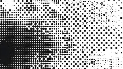 Modern Stylish Halftone Technology Seamless Texture. Tech Abstract Background with Random Size Pixels. Vector Chaotic Squares Mosaic Pattern. Vector Tiles.