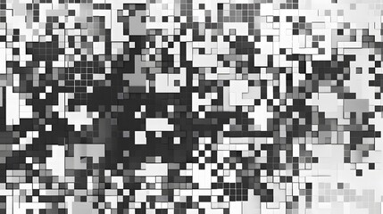 Modern Stylish Halftone Technology Seamless Texture. Tech Abstract Background with Random Size Pixels. Vector Chaotic Squares Mosaic Pattern. Vector Tiles.