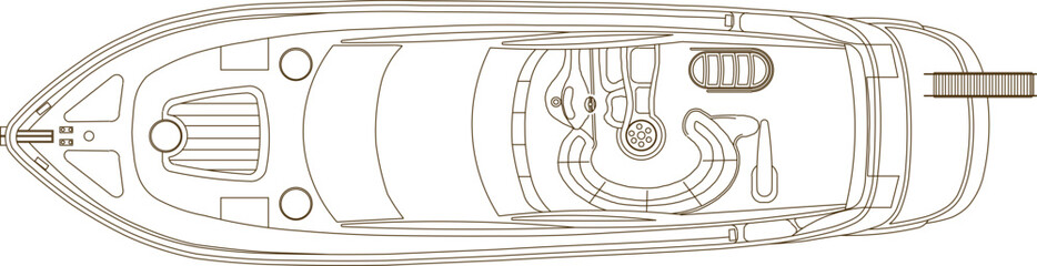 Vector silhouette illustration sketch of detailed design of a yacht speed boat for sea cruises © achmad