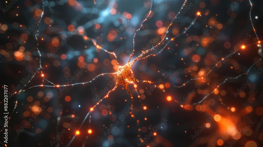 Poster an abstract visualization of neural networks demonstrates vibrant colors and interconnected neural a