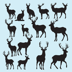 free vector dear black silhouette set Clip art 