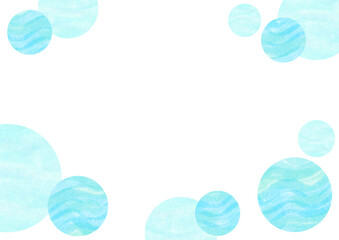 爽やかなブルードットの水彩イラスト