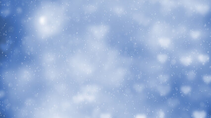 Dreamy blurred hearts with realistic snowfall illustration background.	