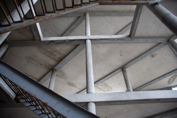 Naklejka premium abandoned building with metal stairs
