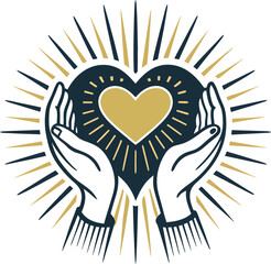 Heart in hands icon. Hands holding a heart. Symbol of love and care. Vector illustration