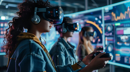 College Students Using Virtual Reality in Technology Lab