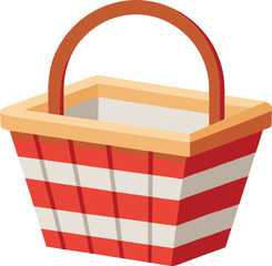 Shopping basket icon - vector illustration. Red shopping basket solid and flat color design. Illustrated vector.