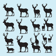 free vector dear black silhouette set Clip art 