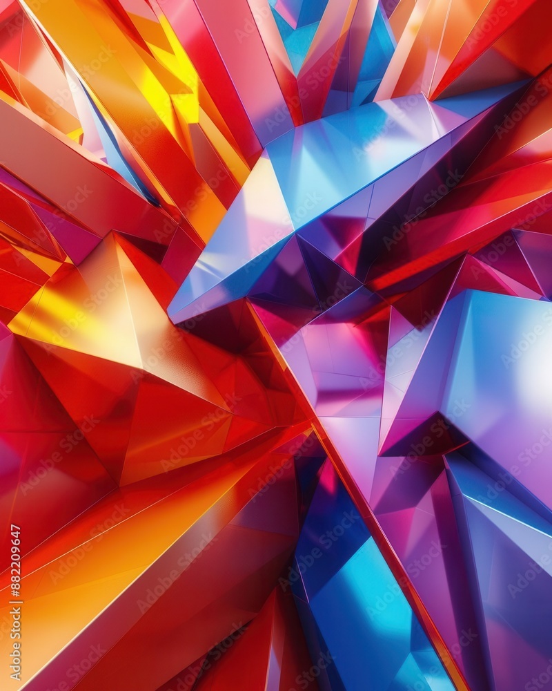 Poster bold abstract 3d background with angular shapes and vibrant colors strong lighting and shadows add d