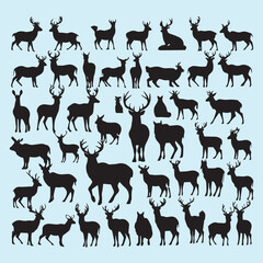 free vector dear black silhouette set Clip art 